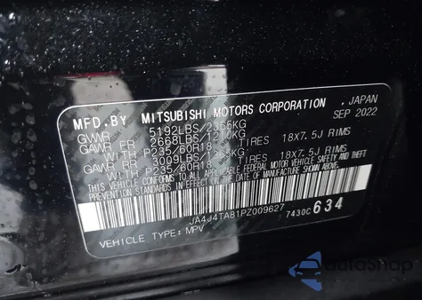2023 Mitsubishi Outlander Es 2.5 S-Awc from USA, damaged, VIN JA4J4TA81PZ009627